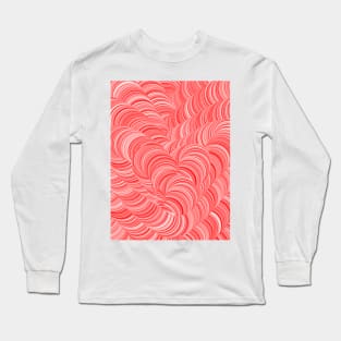 Red and White Swirly Peppermint Abstract Pattern Long Sleeve T-Shirt